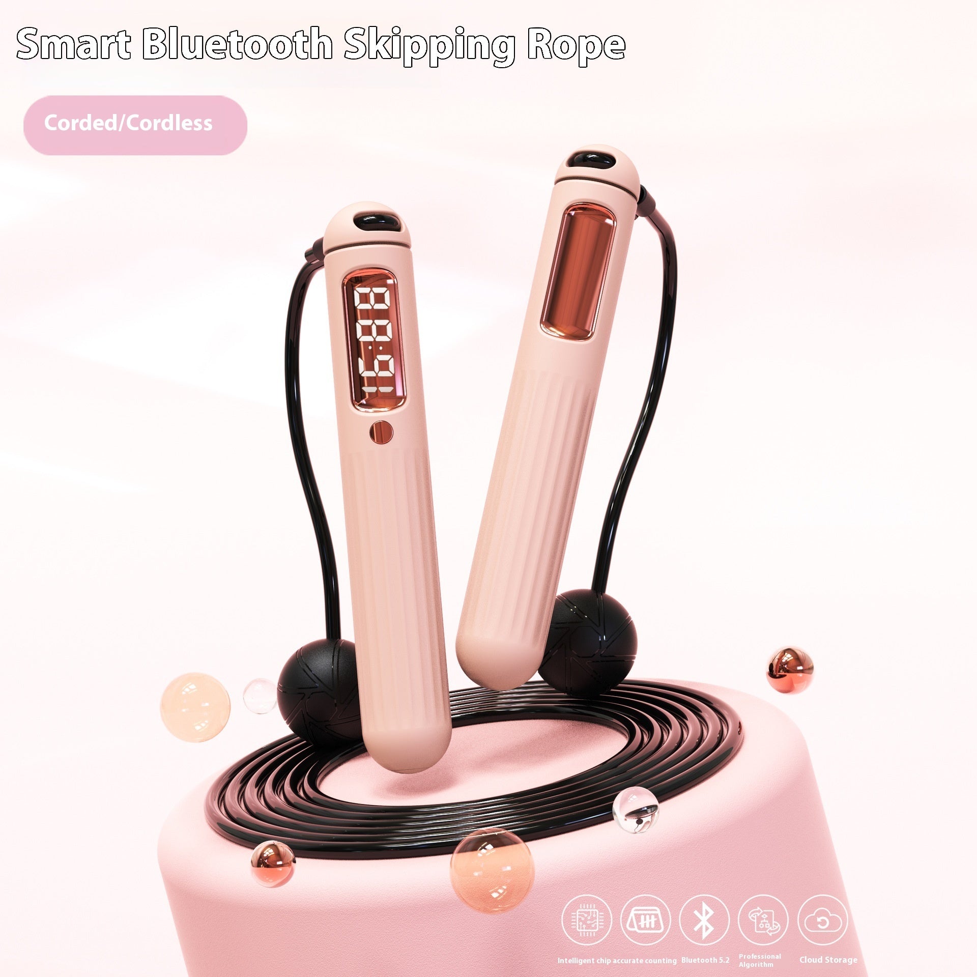 Flexora cordless Bluetooth skipping rope with adjustable handles and lightweight design, ideal for cardio workouts and fitness training.