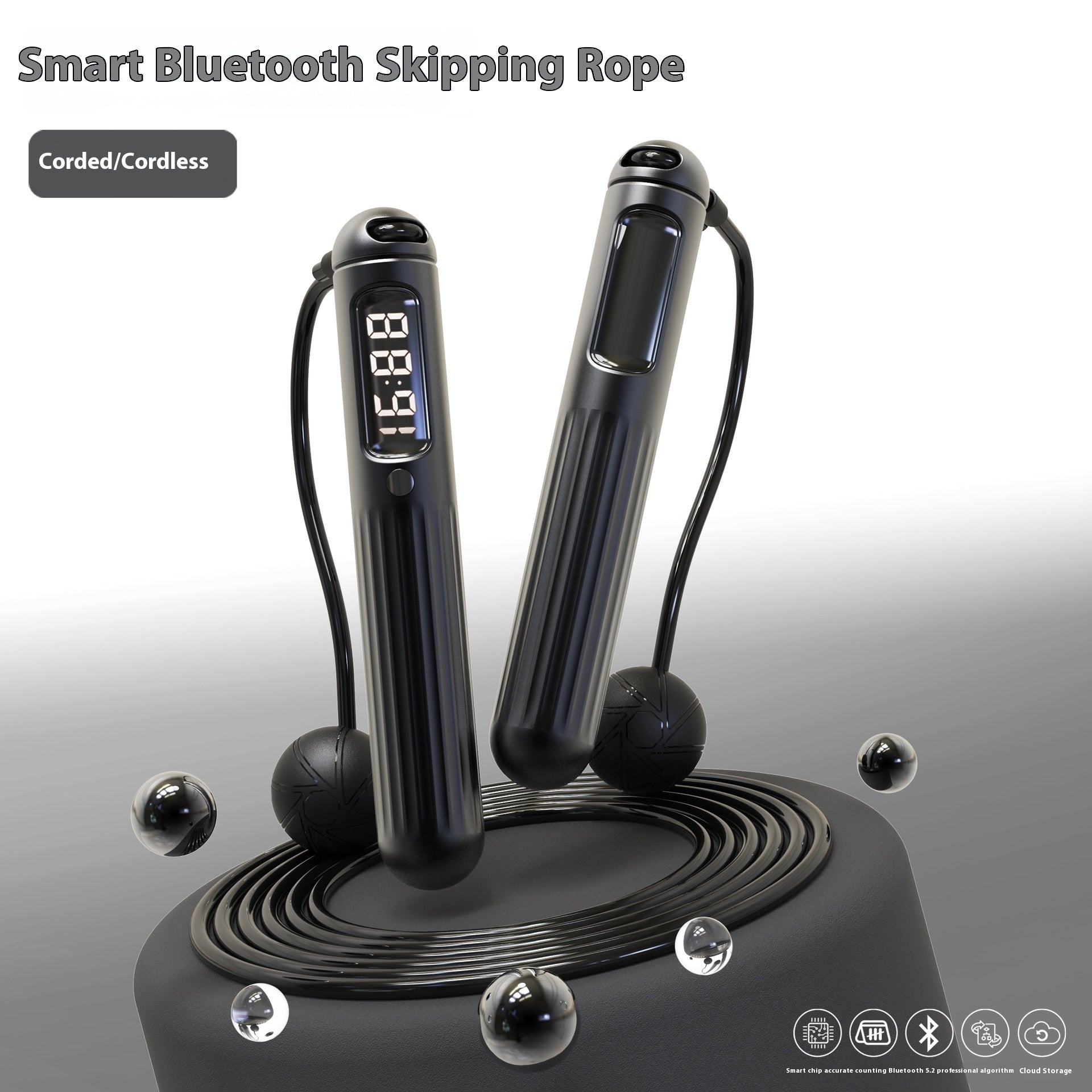 Flexora Smart Bluetooth Cordless Battle Ropes with digital display for customizable skipping workouts