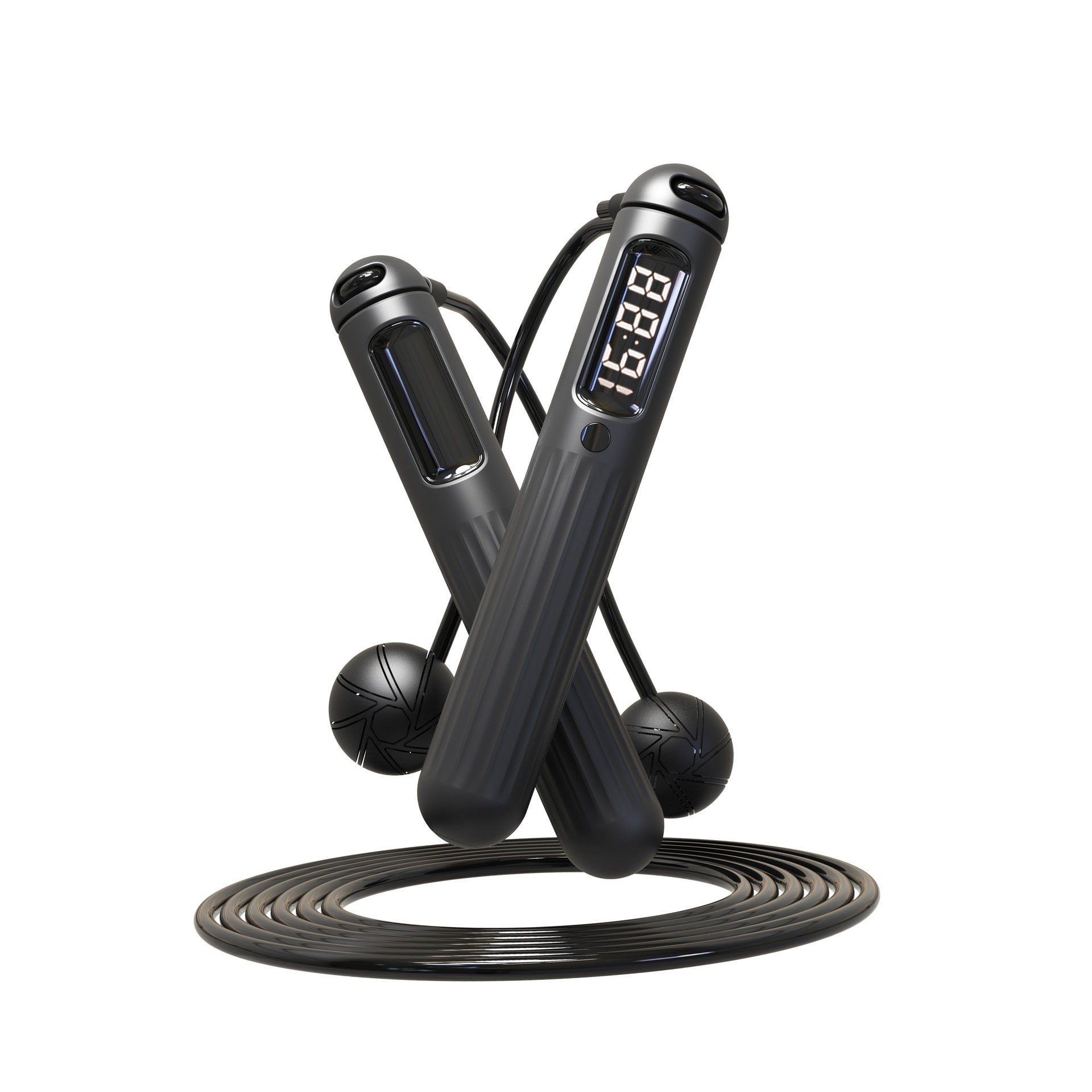 Flexora Smart Bluetooth Cordless Battle Rope for skipping, featuring sleek design and digital display for tracking workouts.