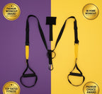 Flexora Suspension Trainer TRX system with adjustable straps and handles for full-body strength and resistance training.