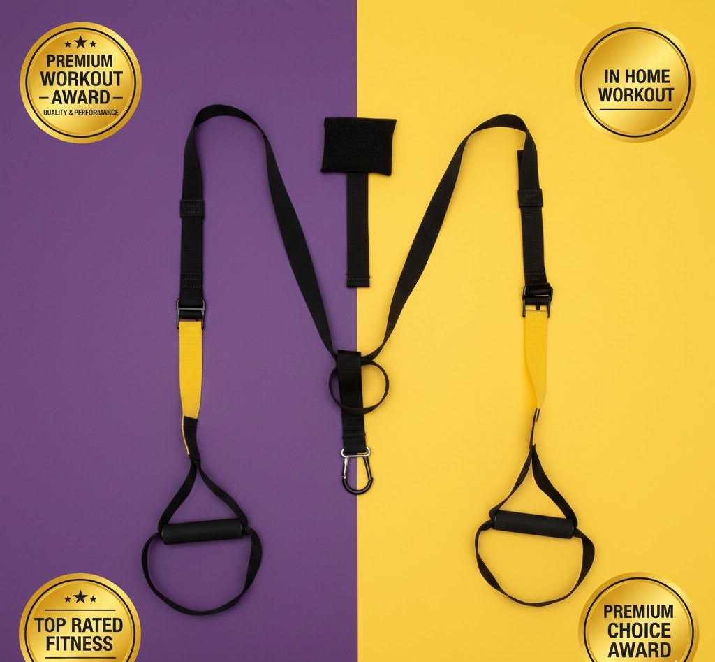 Flexora Suspension Trainer TRX system with adjustable straps and handles for full-body strength and resistance training.