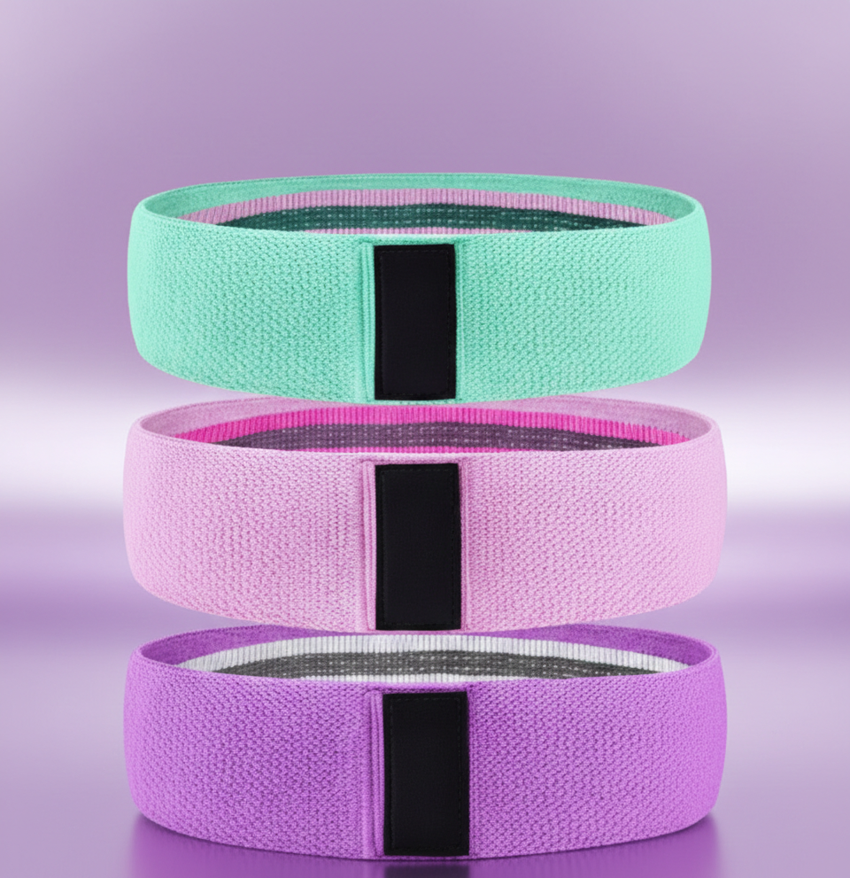 Flexora fabric resistance bands in various colors, durable and elastic for strength training and physical therapy exercises.