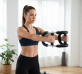 Flexora multi-functional U-shaped arm strengthener with ergonomic design for effective upper arm workouts.