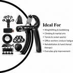 Flexora adjustable hand gripper with 5-60kg grip strength, featuring textured handles for a secure grip.