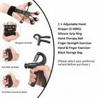 Flexora adjustable hand gripper with 5-60kg grip strength, featuring ergonomic design and textured handles for effective hand exercise.