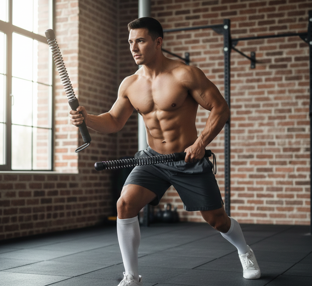 Flexora cordless battle rope with textured surface, designed for high-intensity workout and strength training.