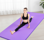 Flexora eco-friendly yoga mat with textured surface, rolled out on a wooden floor, showcasing its eco-conscious design and durable material.