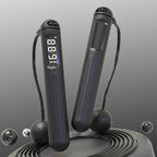 Flexora Smart Bluetooth Cordless Battle Rope for skipping, featuring sleek design and digital controls, ideal for fitness workouts.